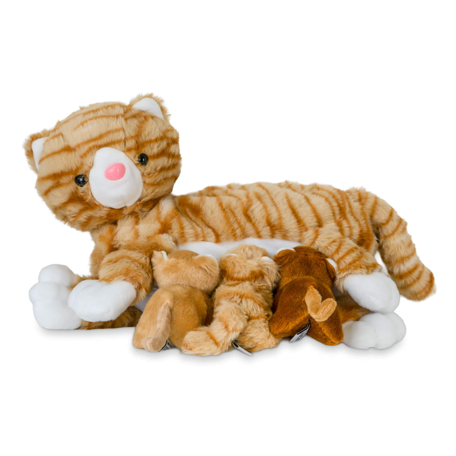 Cuddly toy mom cat & babies