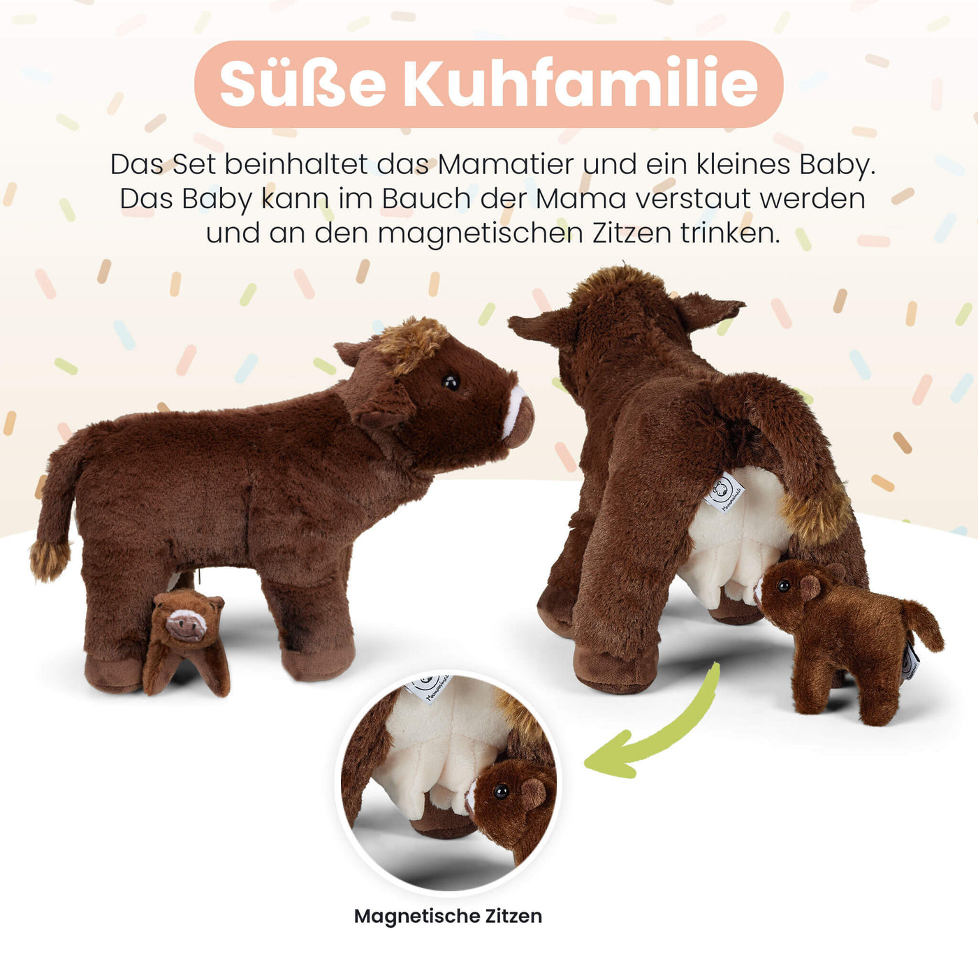 Mamanimals Kuscheltier Kuh Magnetische Zitzen