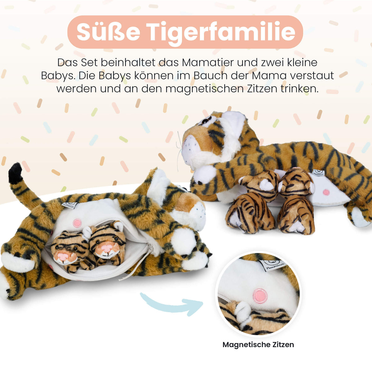 Uposao Tiger Plüschtier – 23 Cm, Superweich, Lebensecht, Als Kissen Oder Kuscheltier – Perfektes Geschenk Für Kinder Uposao Tiger Plüschtier – 23 Cm, Superweich, Lebensecht, Als Kissen Oder Kuscheltier – Perfektes Geschenk Für Kinder