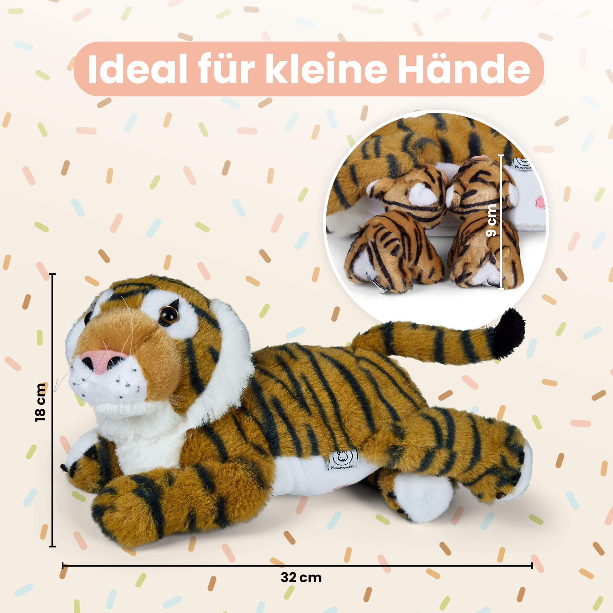 Mamanimals Kuscheltier Tiger Dimensionen