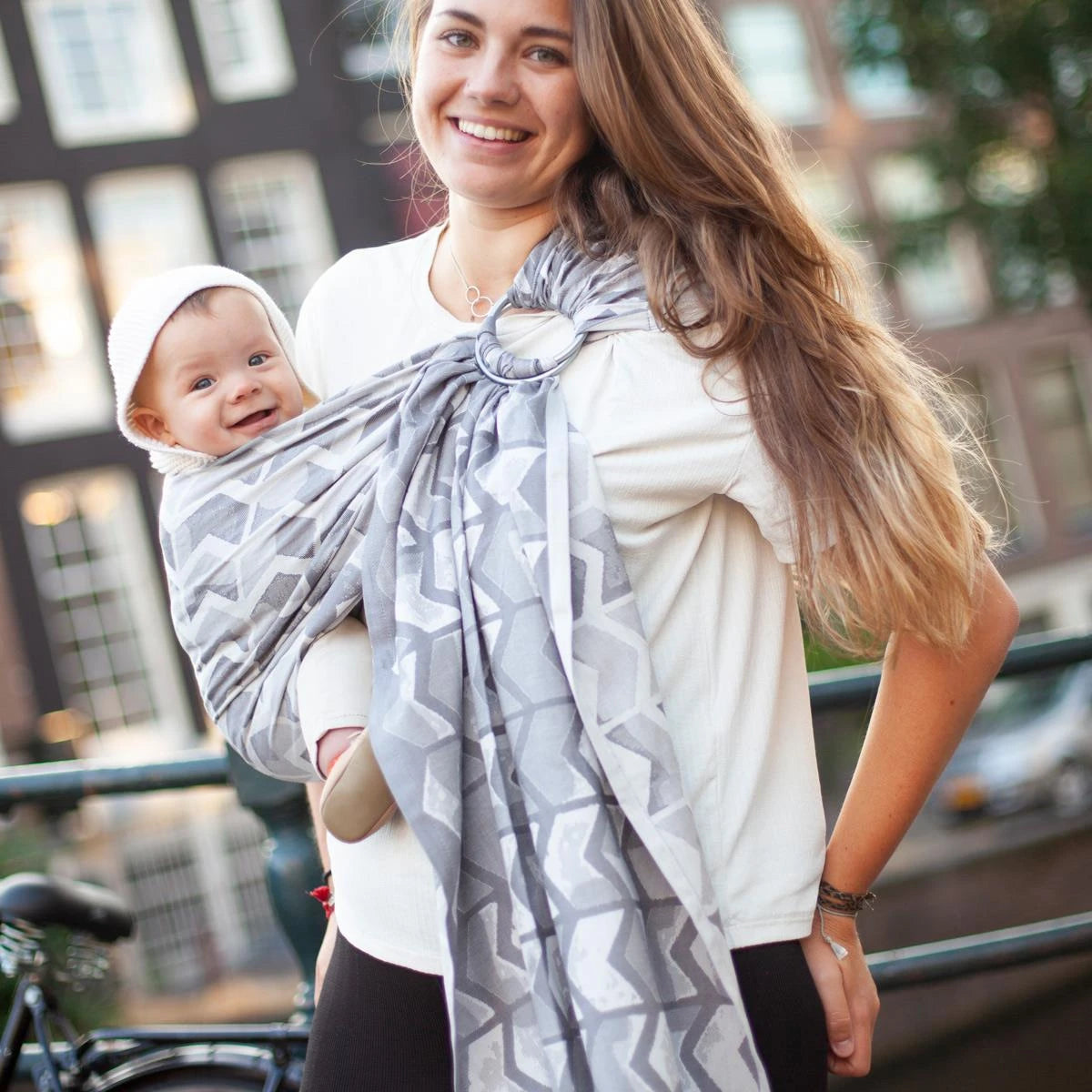 Babytrage Ring-Sling Amsterdam stone von Hoppediz