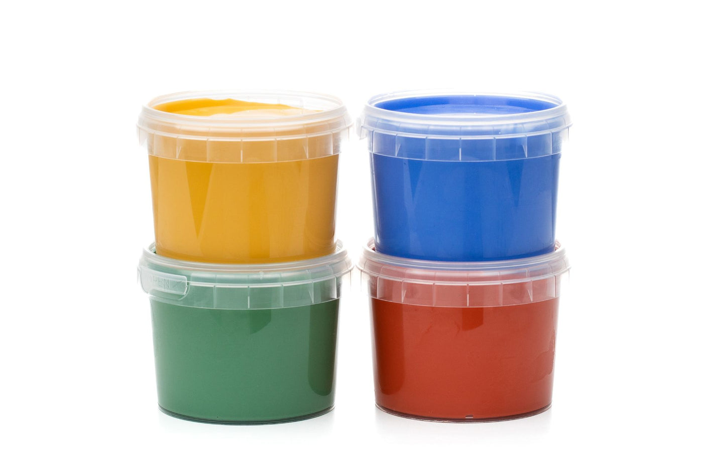 Vegane Fingerfarben im 4er Set – Gelb, Grün, Rot & Blau