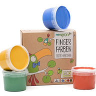 Set of 4 Vegan Finger Paints - Yellow, Green, Red &amp; Blue